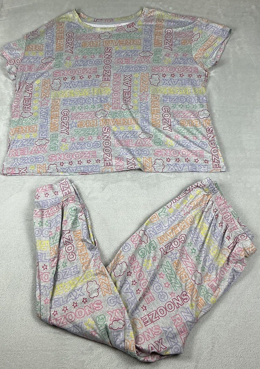 Joyspun Multicolor Graphic Pajama Set Womens Size XL