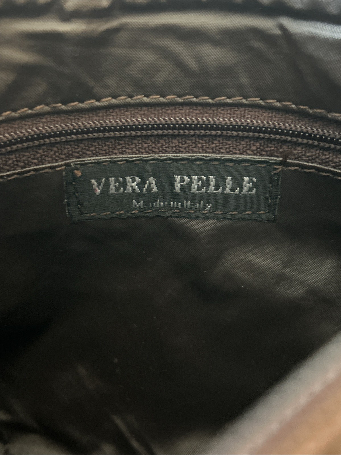 Vera Pelle Italy Brown Snakeskin Purse Leather DoubleHandle Shoulder Bag 10.25”W