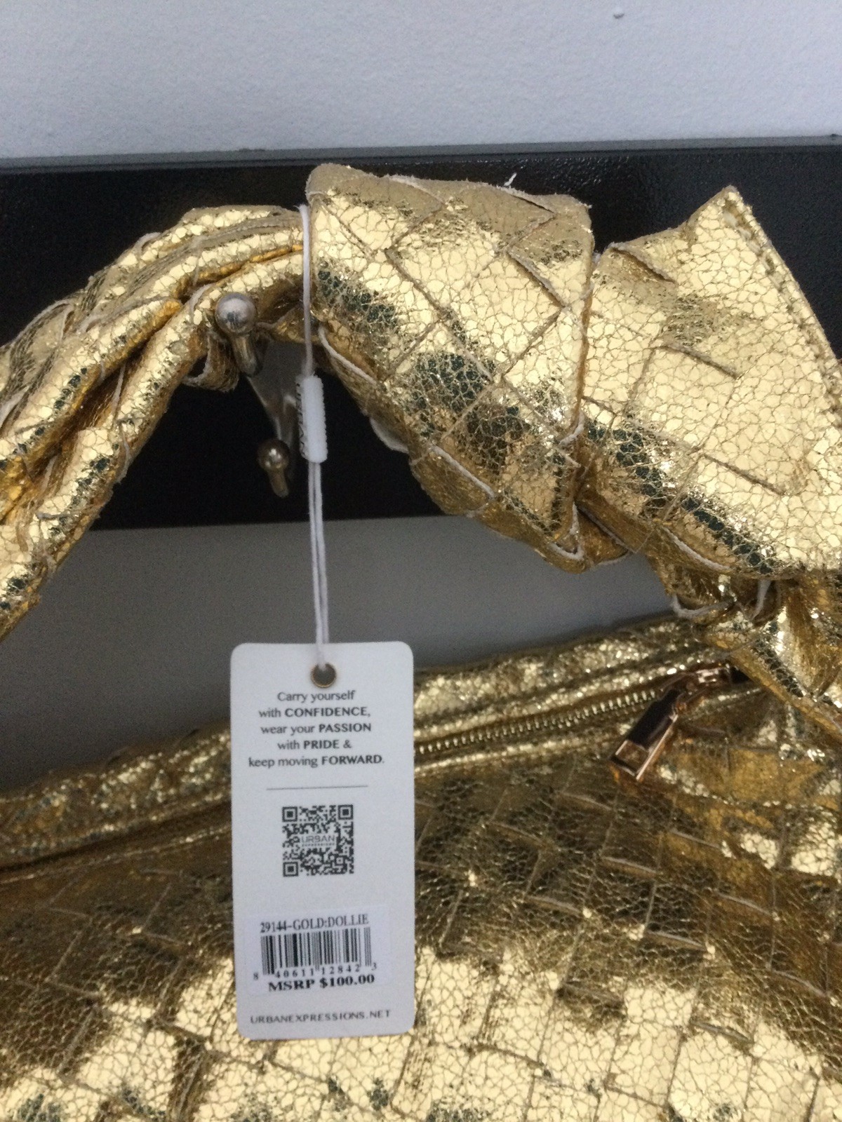 Urban Expressions Dollie Hobo Gold Bag Purse Faux Vegan Leather MSRP $100 NWT