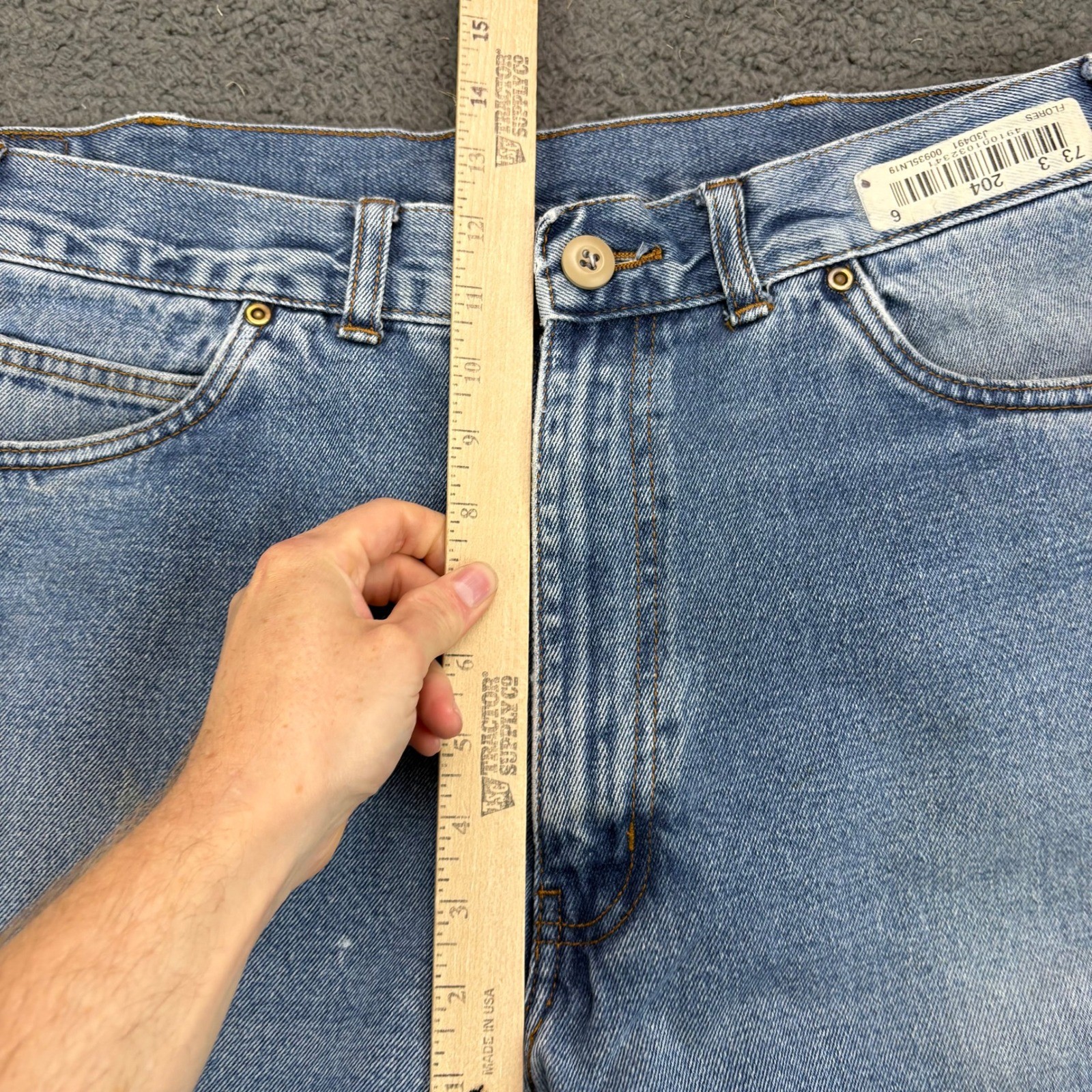 Cintas Mens Relaxed Straight Leg Work Denim Jeans Light Wash 38×32 Blue Cotton