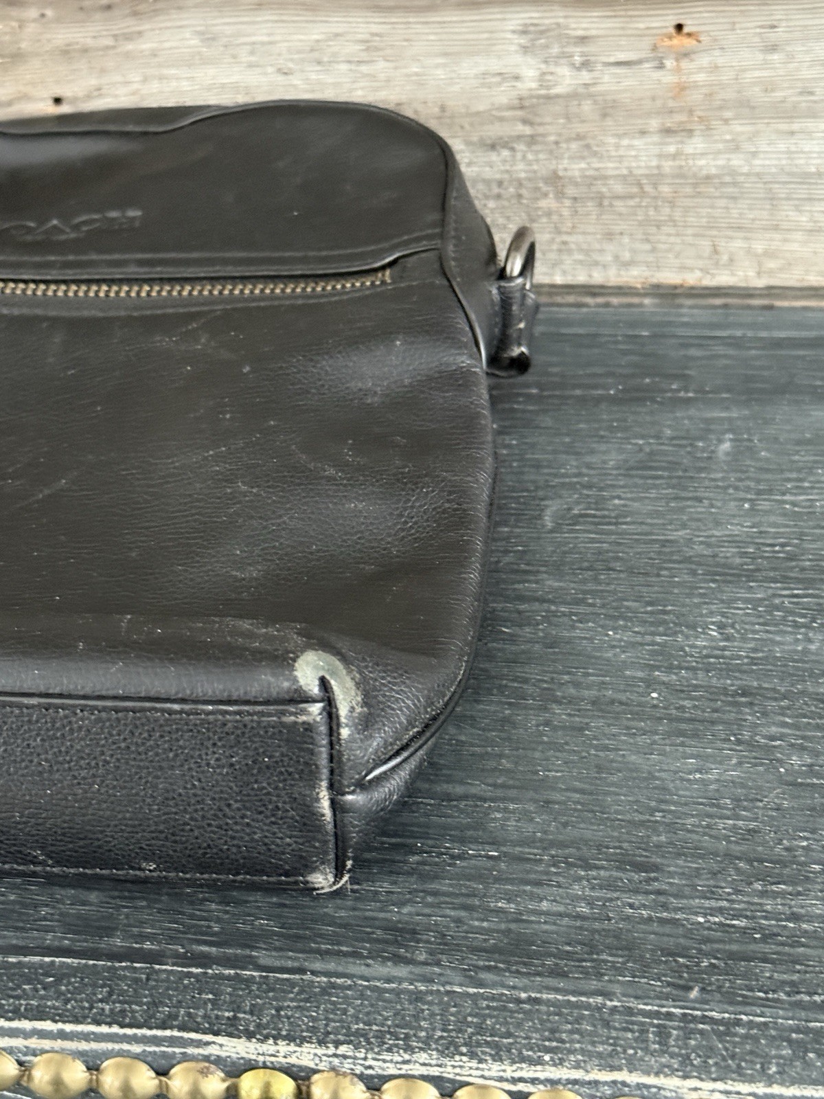 Coach Houston Flight Black Pebble Leather Crossbody Bag F68014 Casual Everyday