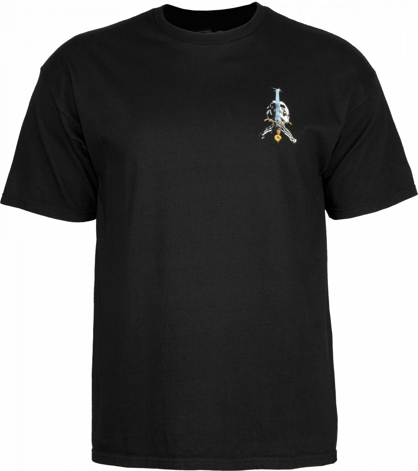 Powell Peralta SKULL AND SWORD Skateboard T Shirt BLACK