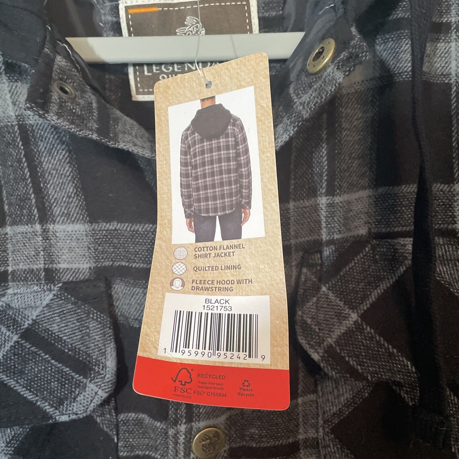 Legendary Outfitters Mens Cotton Flannel Shirt Jacket (Black,M)