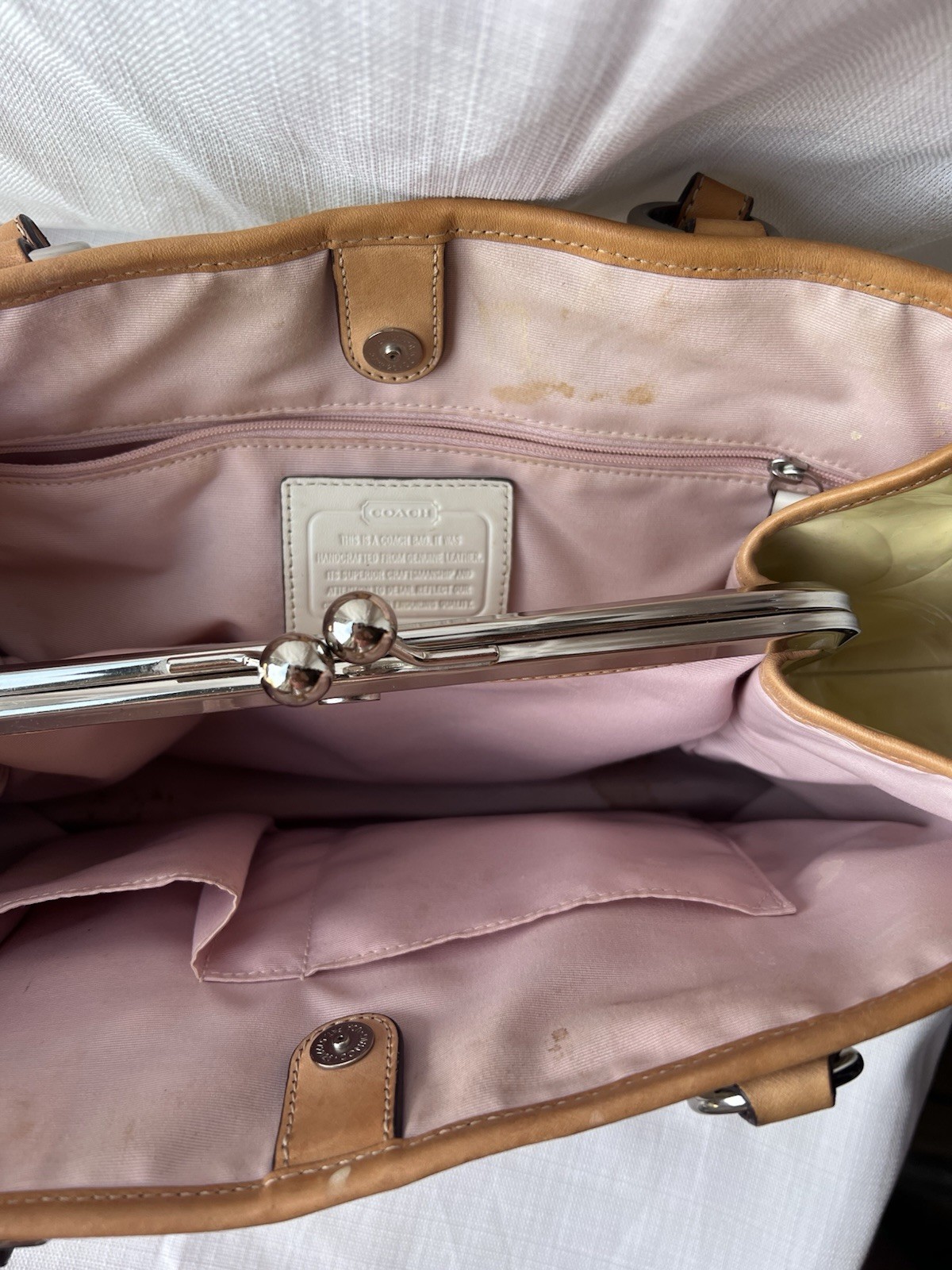 Coach Peyton Embossed Yellow Patent & tan Leather Bag, F23722