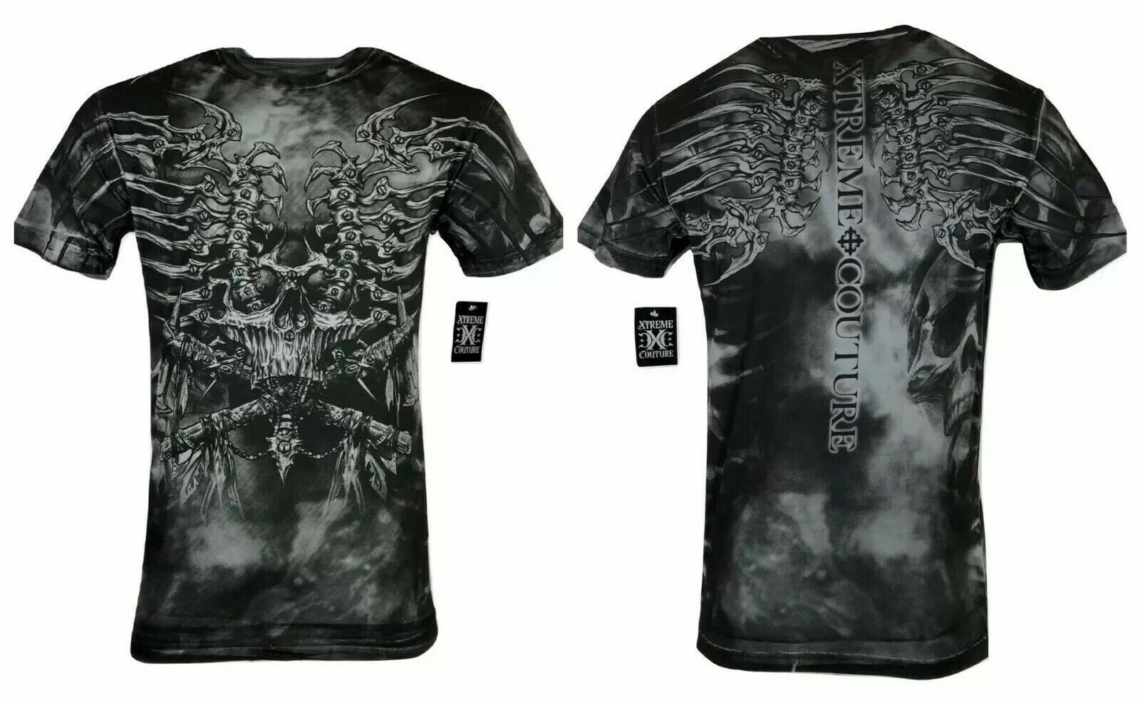 Xtreme Couture Affliction Men’s T-Shirt IRONE BONE Black Tattoo Biker S-5XL
