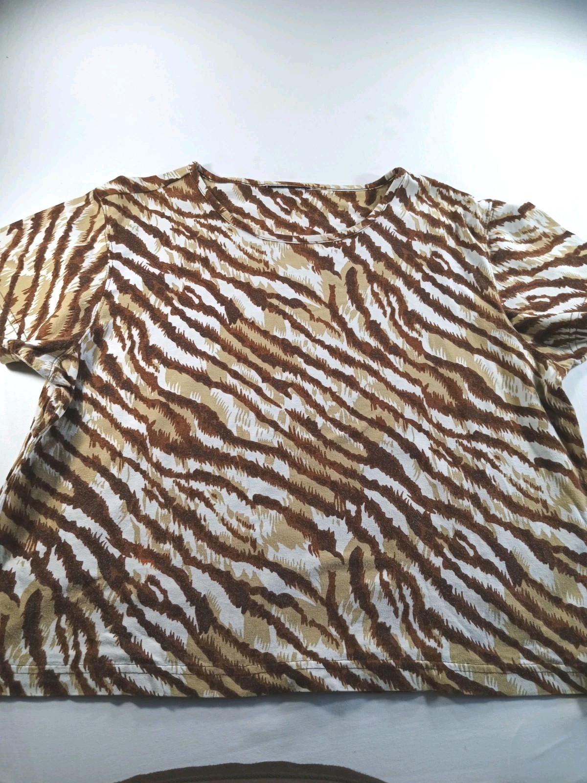 Leopard Print Top Women Brown Medium Short Sleeve