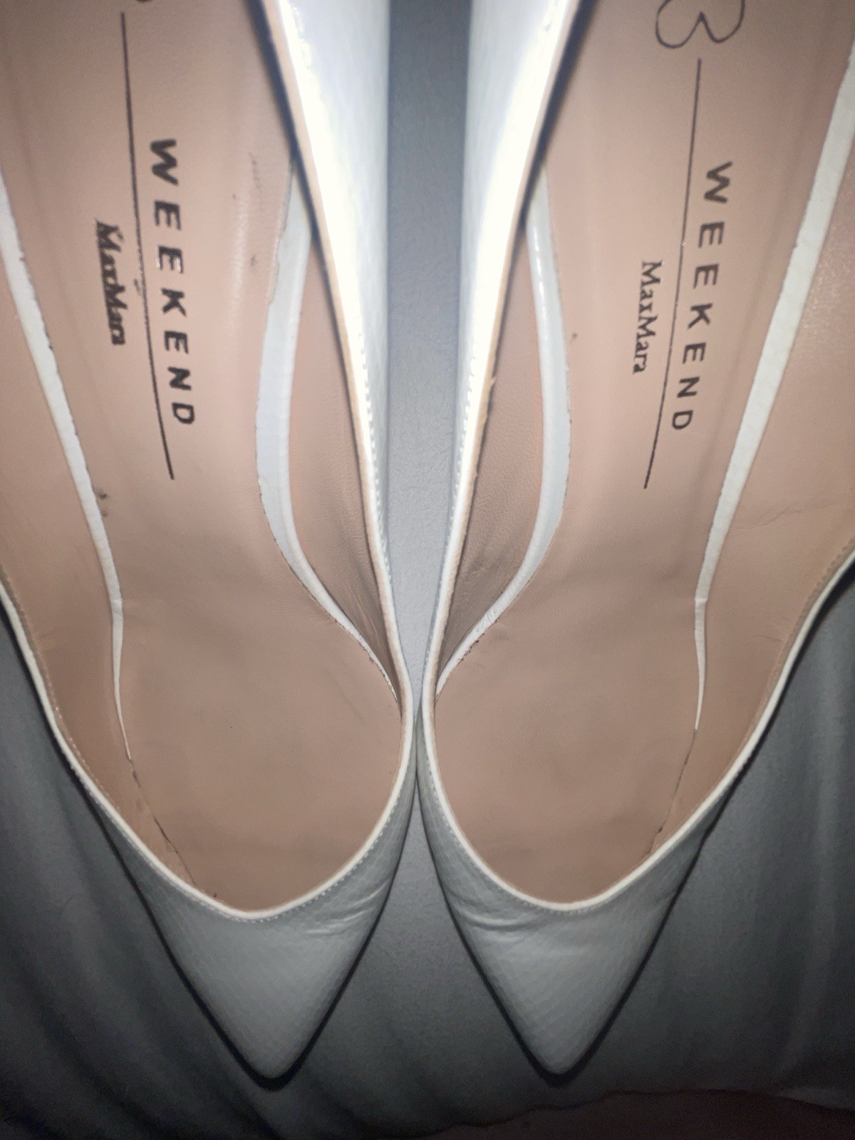 Weekend MaxMara White Leather Pointed Toe Pumps Kitten Heel EU 38 US 7.5