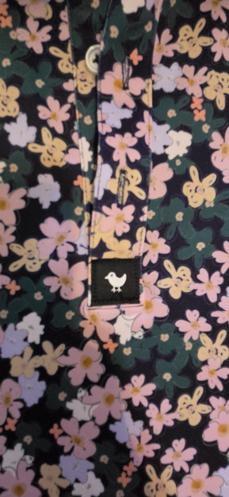 Bad Birdie Men’s XL Multicolor Floral Polo Shirt Short Sleeve Collared Logo