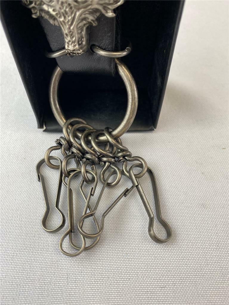 @ RAAYA Black Leather Wolf Key Chain with Key Ring 8.9 cm x 2.5 cm x 1.3 cm