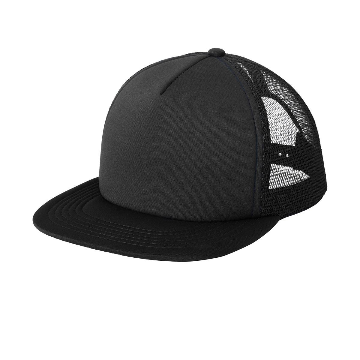 Men’s Flat Bill Plastic Snapback Polyester Foam Trucker Cap