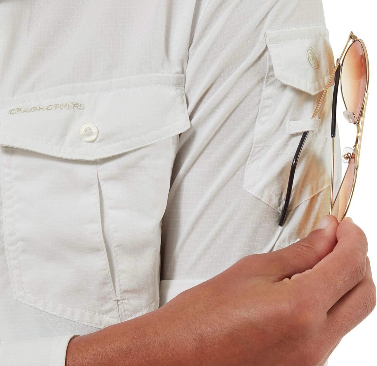 Craghoppers Nosilife Adventure Long Sleeve Shirt Optic White Repel
