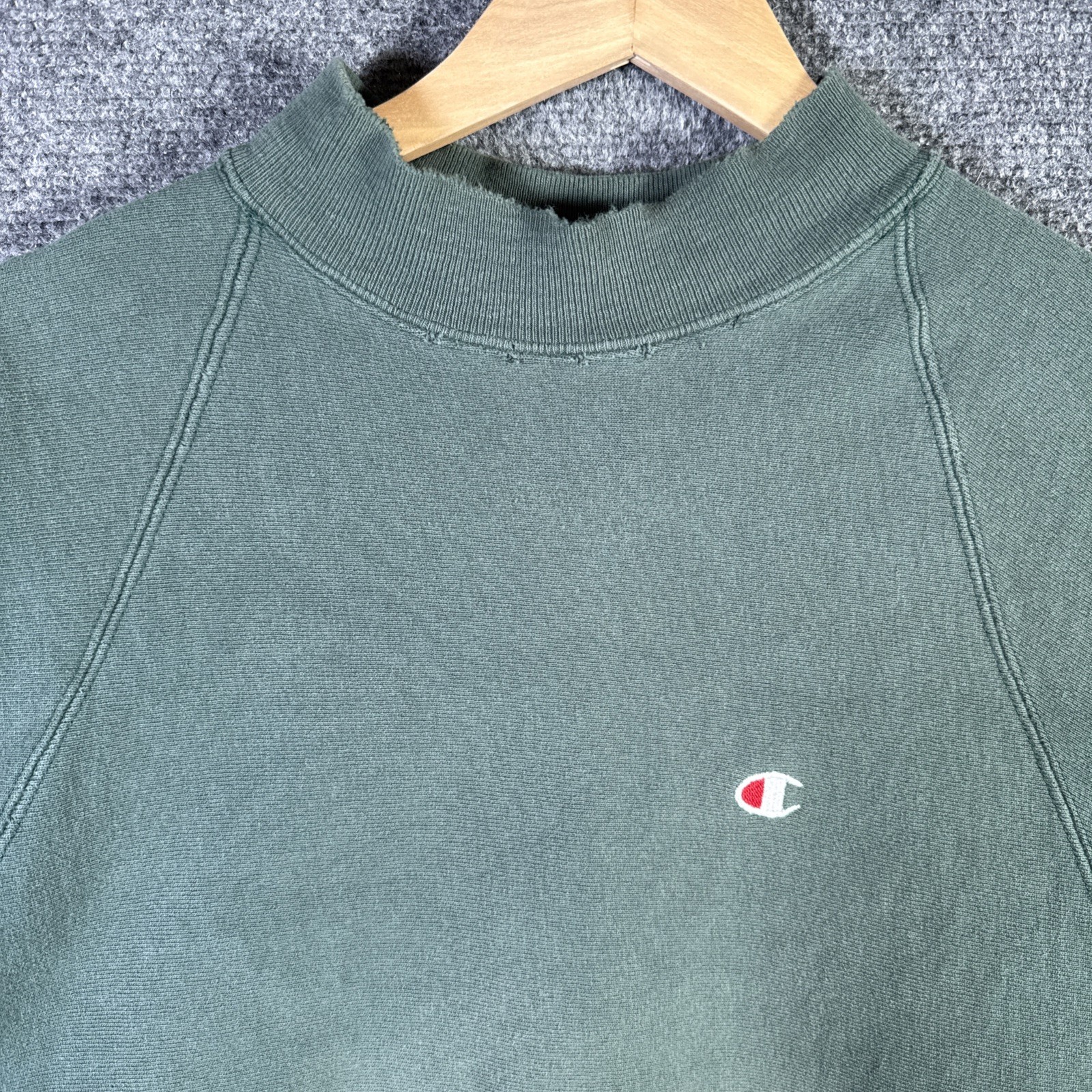 Vintage Champion Reverse Weave Sweatshirt Large Green 90s Side Pockets Gusset