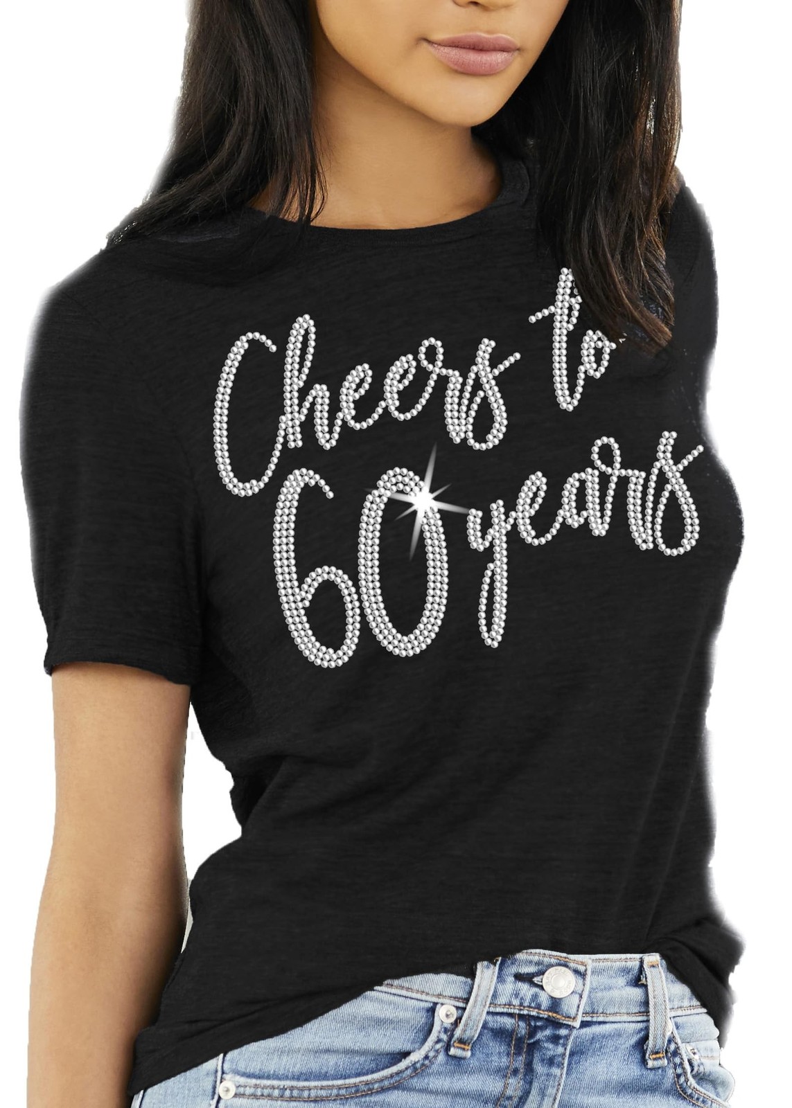 60th Birthday Shirts for Women – Real Crystal Rhinestone Birthday Tees – Wome…