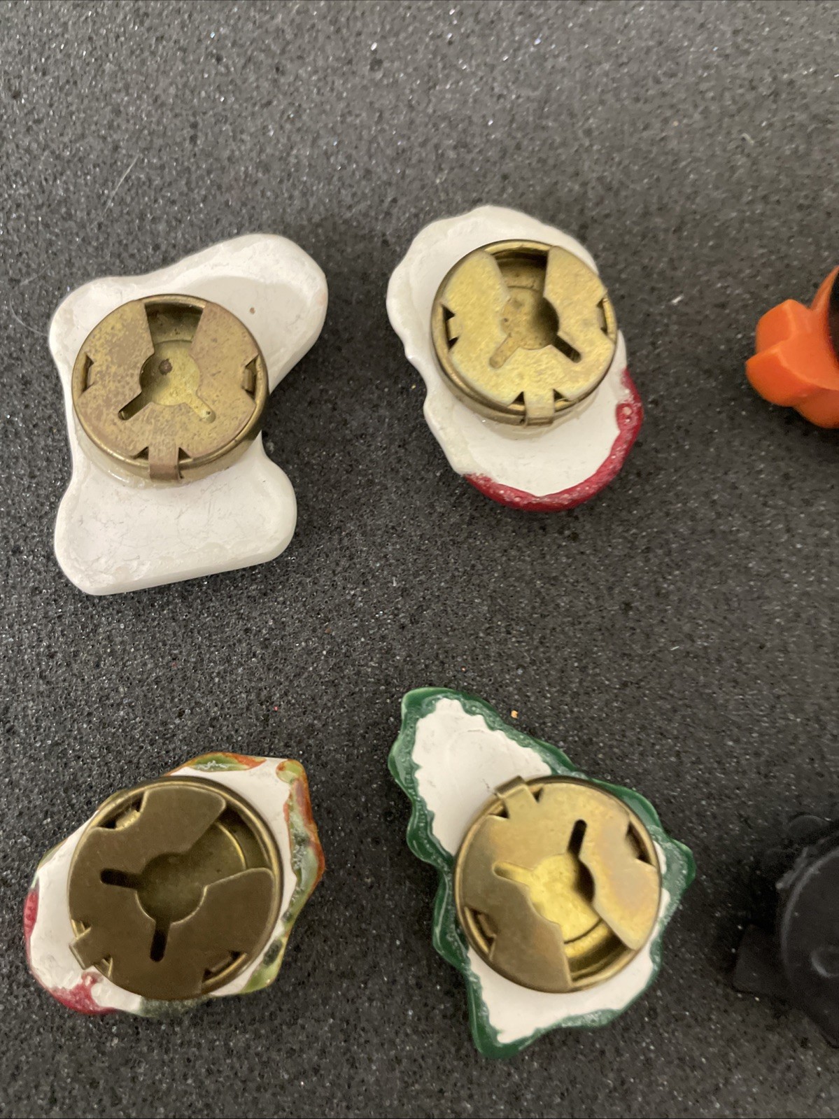 8 Button Covers Christmas Halloween Themed Metal Hinged Back Holidays VTG 1980s