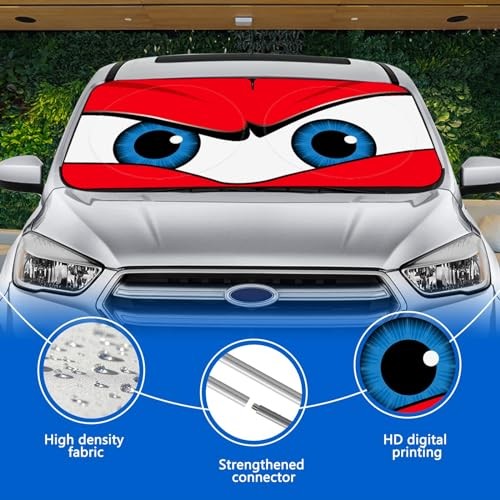 Car Windshield Sun Shade, Funny Eyes Visor for Car Standard angry eyes-red