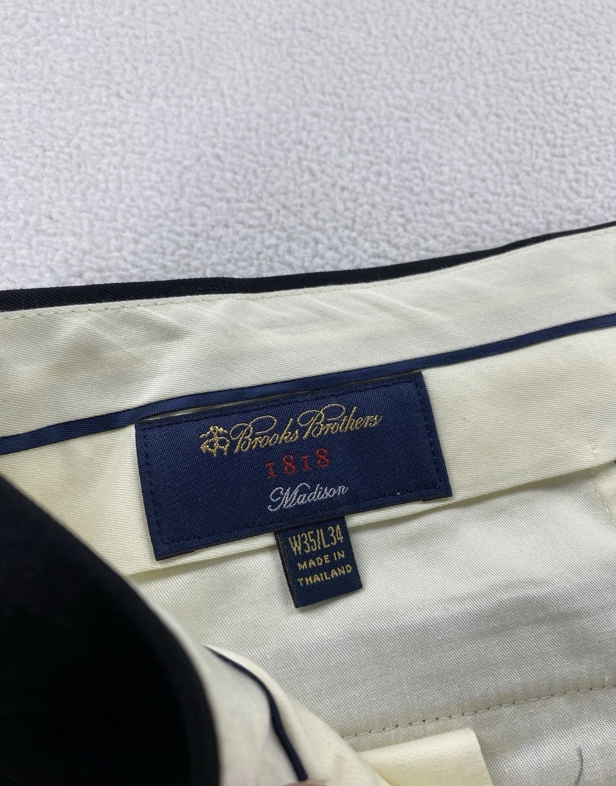 Brooks Brothers Madison Wool Pants Men 35×34 Black Cuffed Preppy Trousers