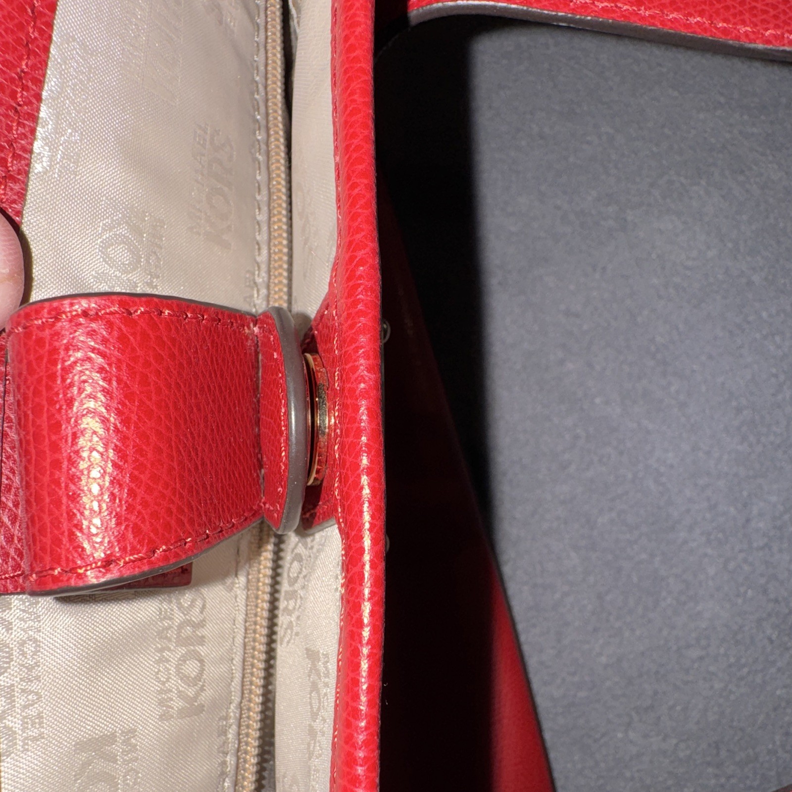 Michael Kors Bag Jet Set Red Saffiano Leather Tote Shoulder Handbag 15×9