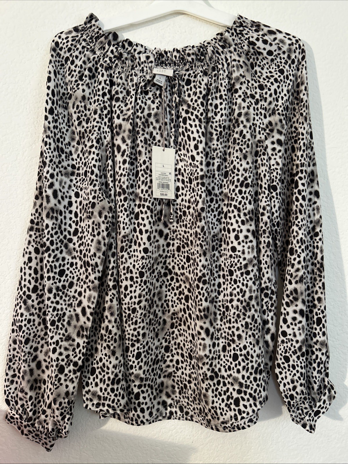 A New Day Women’s Cheetah Print Blouse, Black/White, Large
