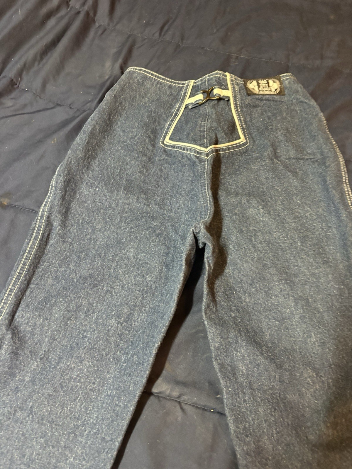 Rag City Blues Vintage Blue Denim Jeans Straight Leg Size 7/8 29 Inseam