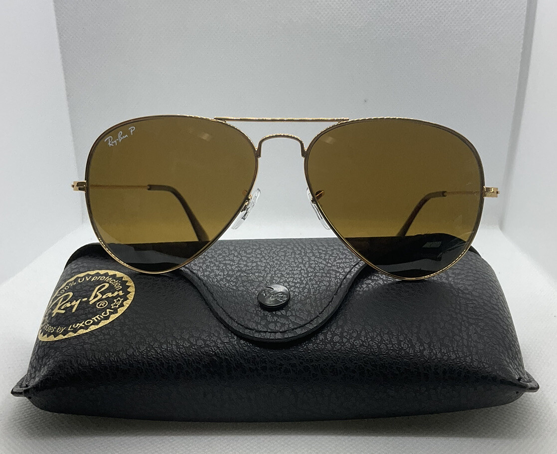 Ray-Ban 58mm Aviator Classic Gold Sunglasses – Brown Glass Polarized