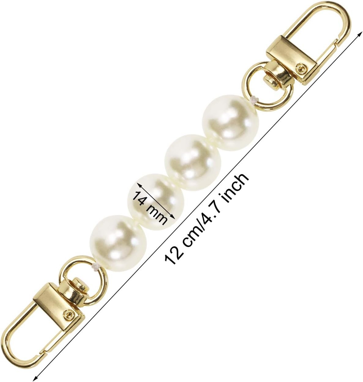 Bag Strap Extender Penta Angel 2Pcs 4.7 Inch Short Faux Pearl 12 cm, white