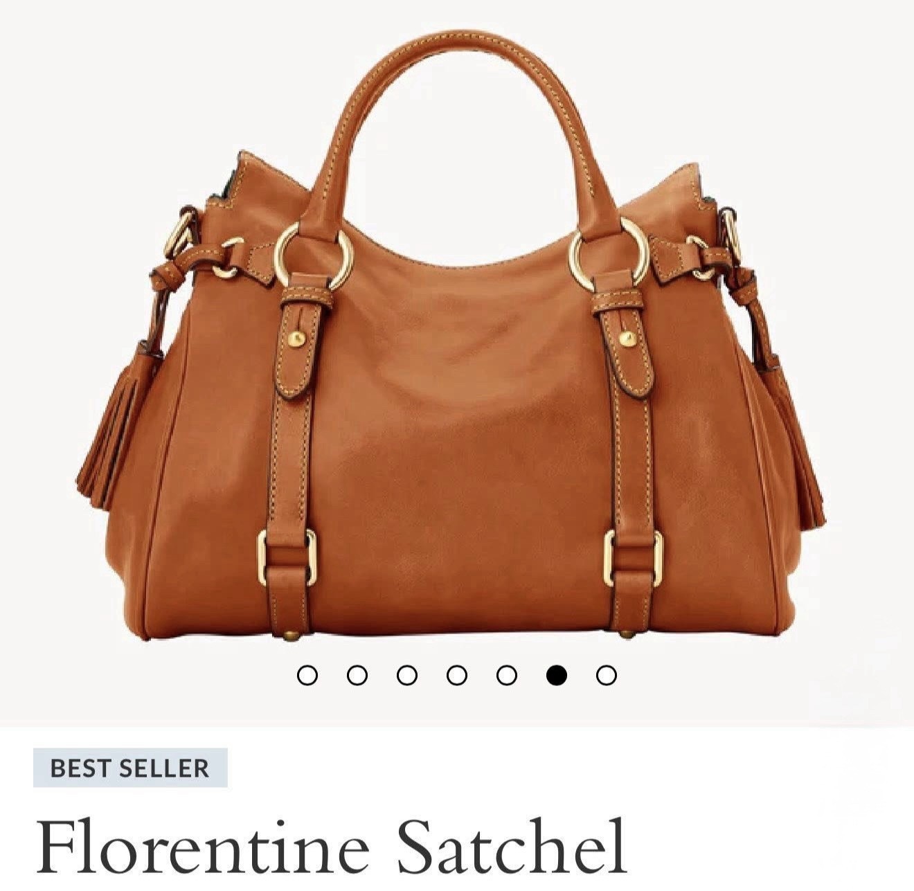 Dooney & Bourke Florentine Natural Satchel, Zip Tassel, Strap, Gold, Pockets