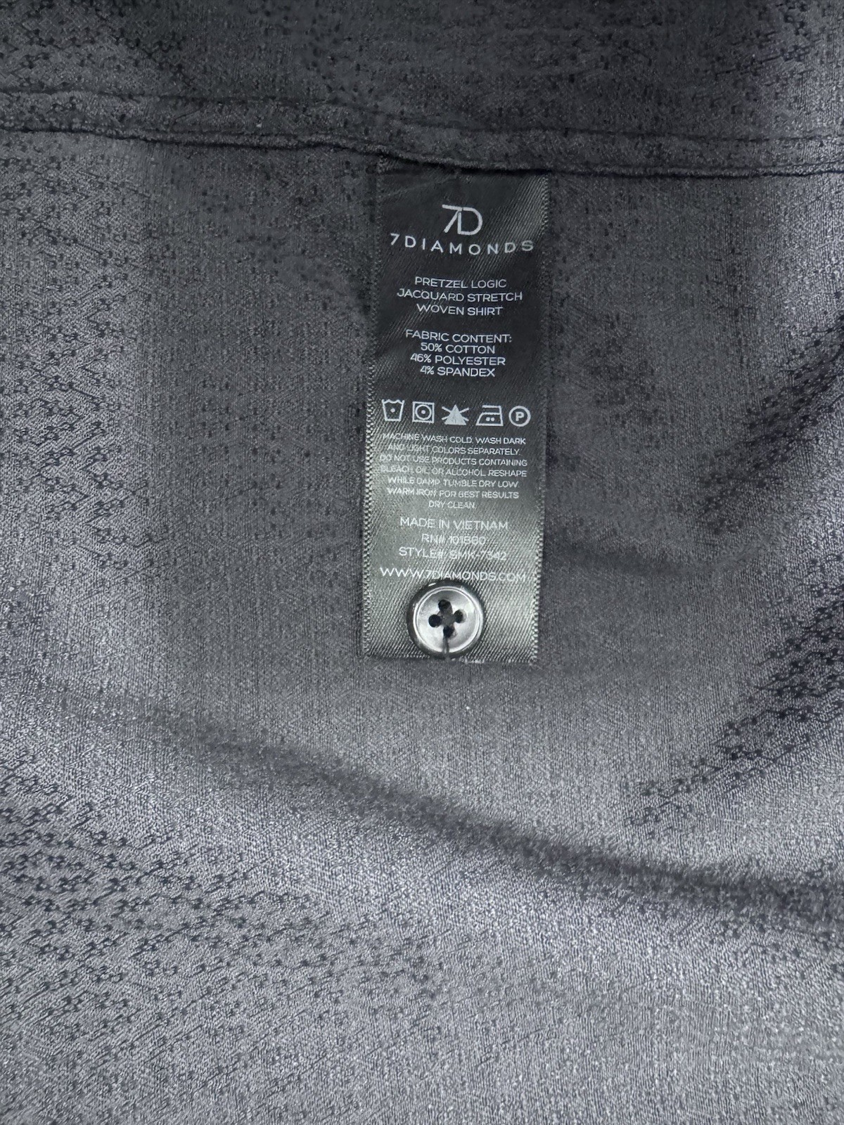 7 Diamonds Button Up Short Sleeve Shirt | Men’s Large | Black | Pretzel Logic