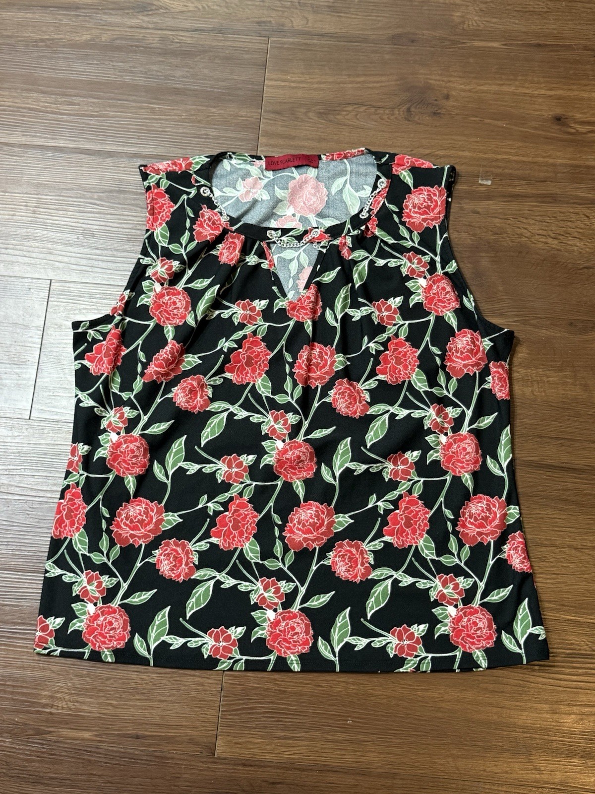 Love Scarlett XL Floral Sleeveless Blouse Cottagecore Romantic Chic