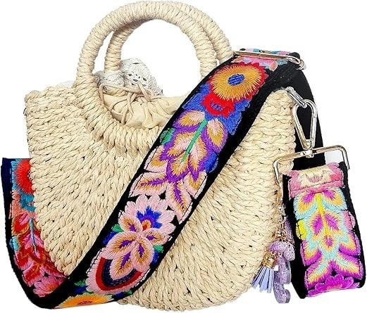 Flower Embroidery Purse Strap 2 Inch Wide Crossbody Replacement with Letter S US