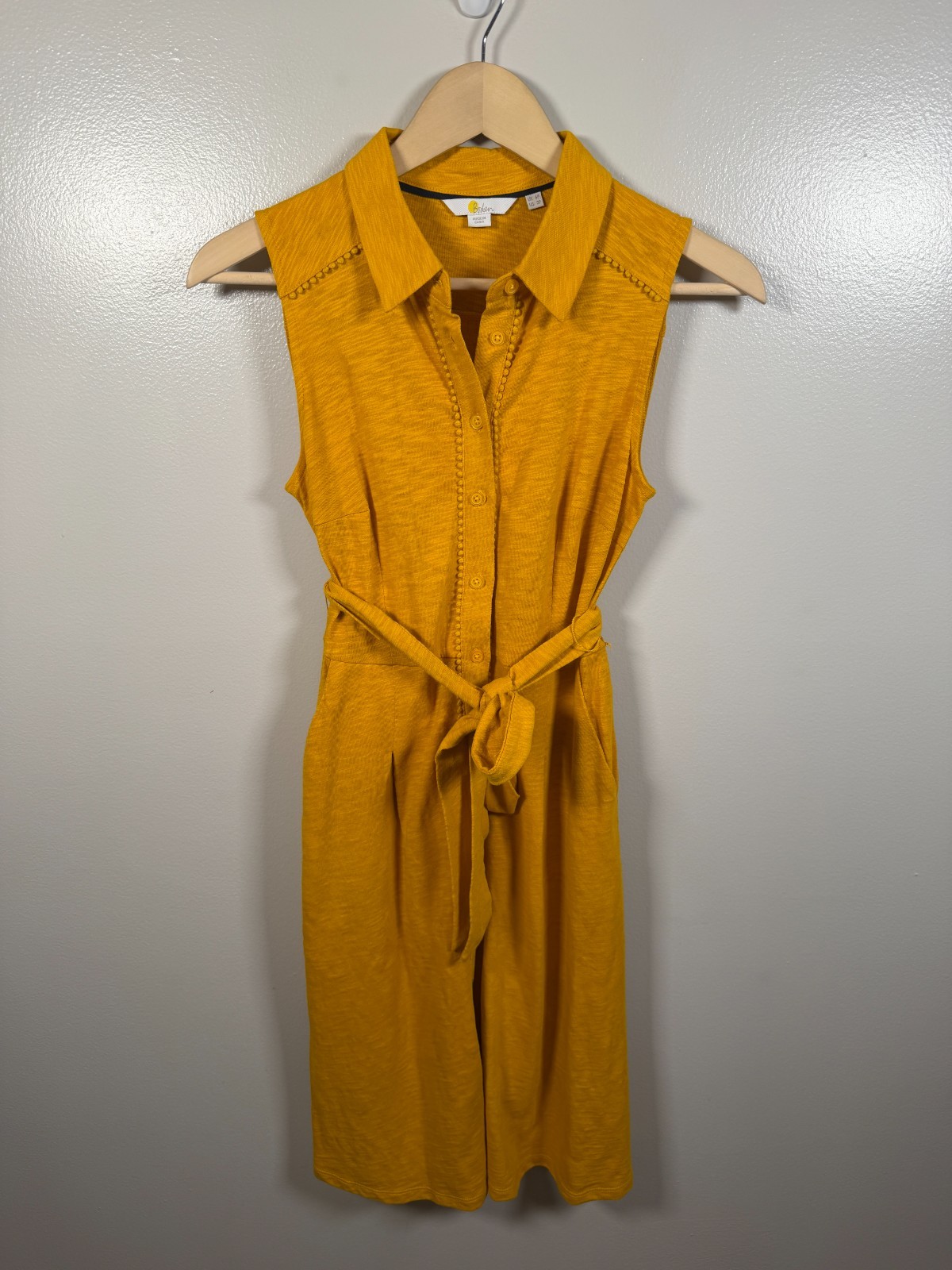 Boden Shirt Dress Size 2 Petite Golden Yellow Preppy Classic Vacation Sleeveless