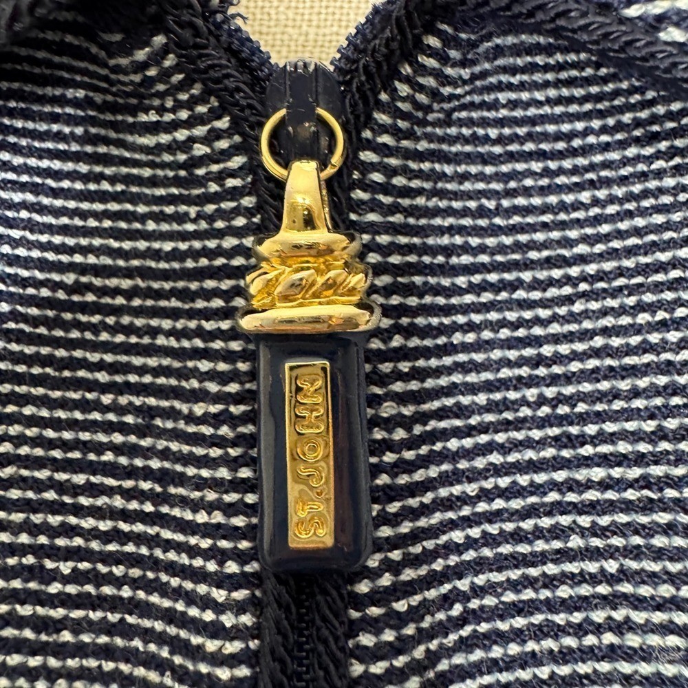St. John Collection Blue Striped Zip Up Jacket Medium