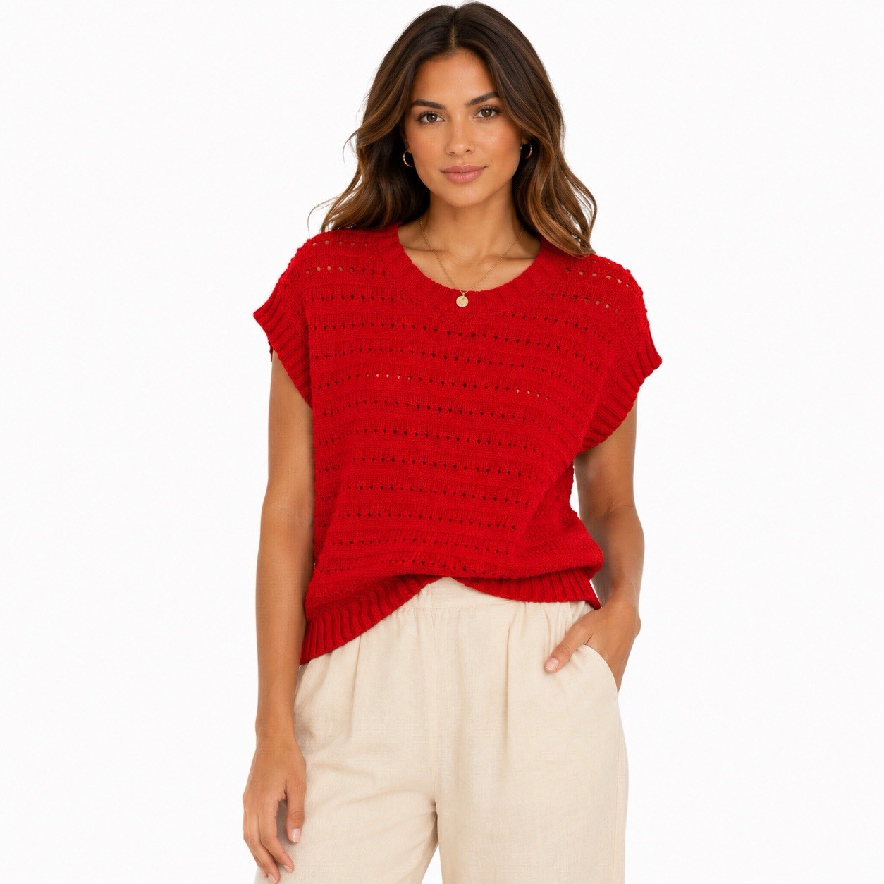 Elie Tahari Knit Sweater Dolman Sleeves Orange Size M Classy Chic Crochet