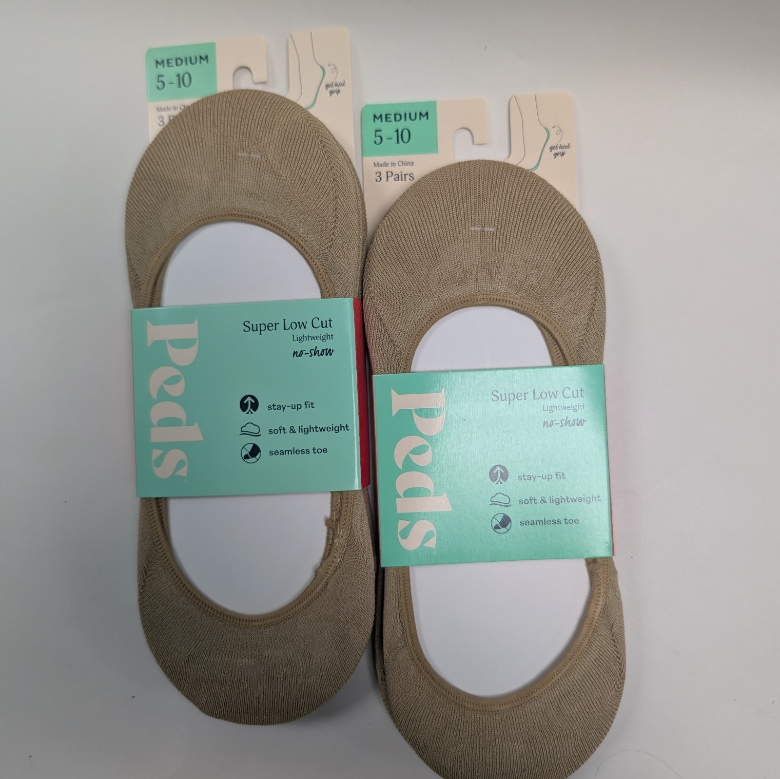 PEDS Super Low Cut Liner Socks Size Medium 5-10 Nude 6 pair