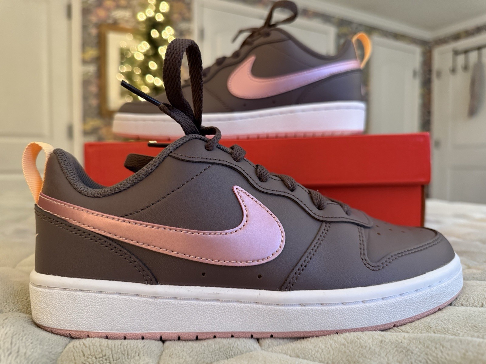 NIKE COURT BOROUGH LOW 2 GS Violet/Pink Kids Shoes BQ5448-200. #C3