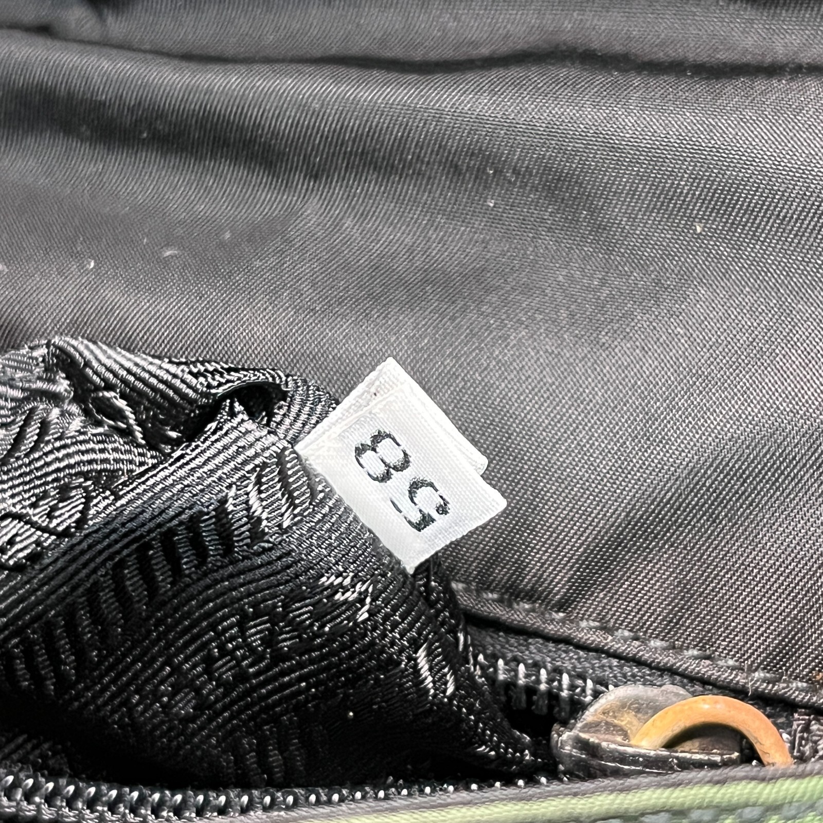 PRADA Chain Shoulder Bag Nylon Plastic Leather Khaki Black 612