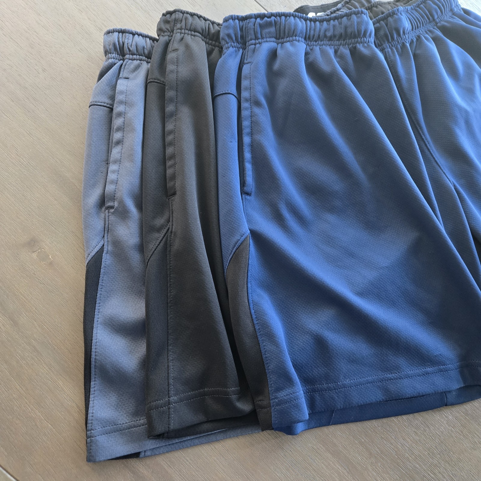 Bundle Russell Dri-Power 360 Size Large Gym Shorts Blue, Black, Grey (3 Total)