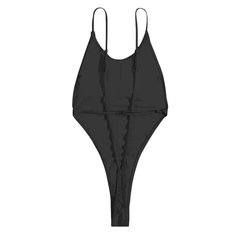 Womens Sexy Thong One Piece Swimsuit High Cut Out Monokini String Bathing Suits