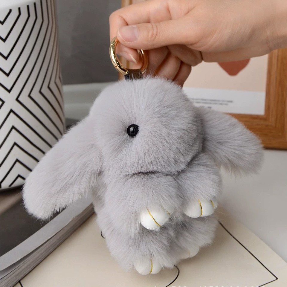 Cute Charm Key Chain Bag pendant Plush Bunny Toy Rabbit Fur Doll Gifts Keychain