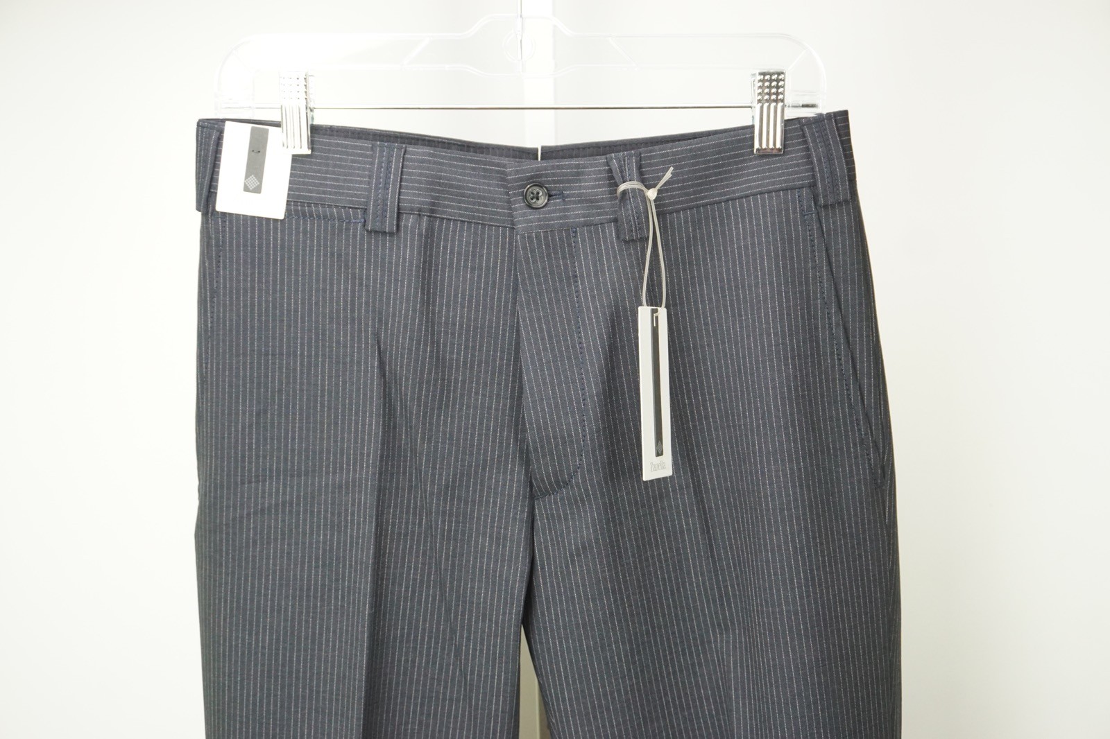 Zanella Quarantasei Rik Gray Pinstriped Wool Blend Dress Pants Sz 46 NEW