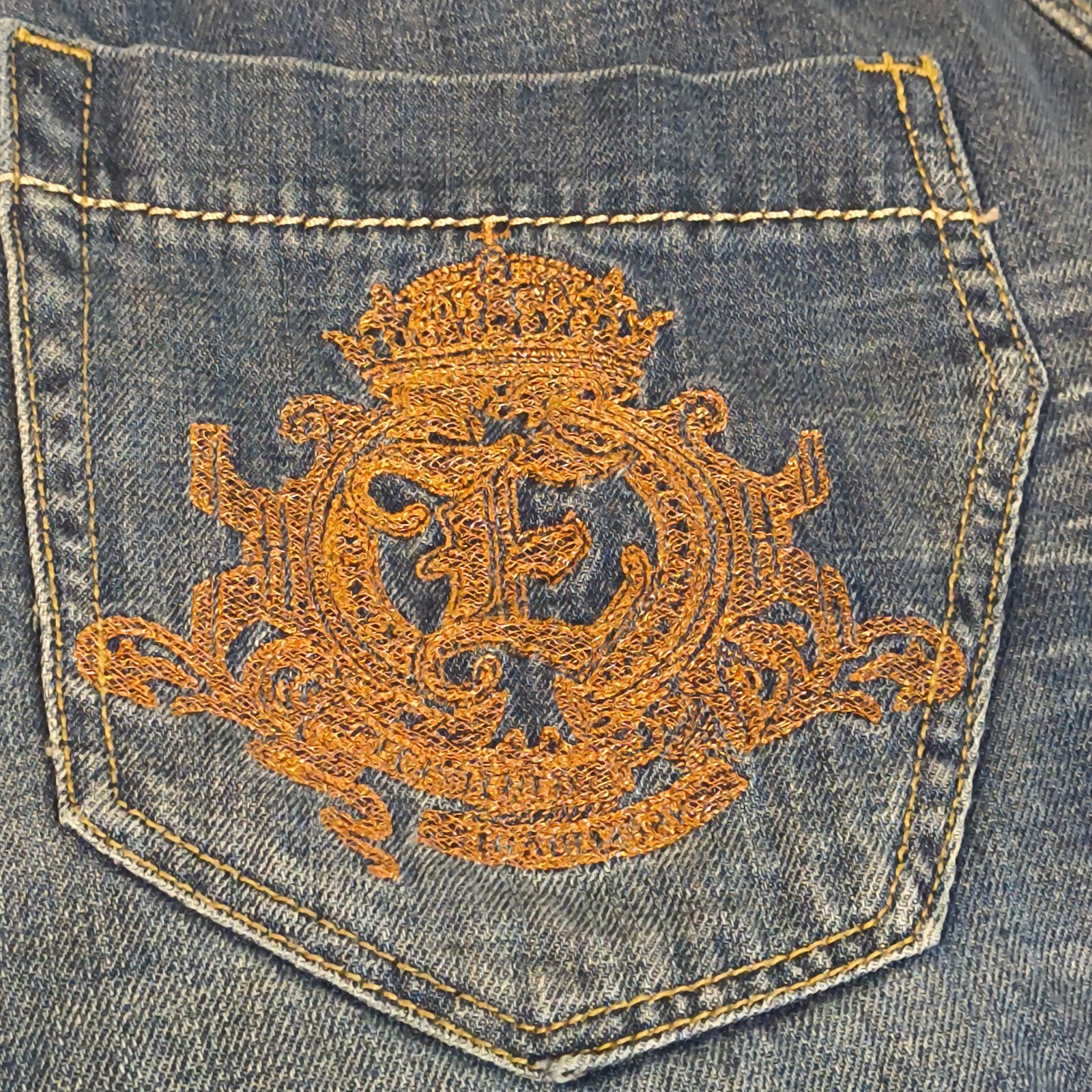 VTG Marc Ecko Men’s Jeans 39×31 Embroidered Crest-MARC Wave Hip Hop-Skater-Goth