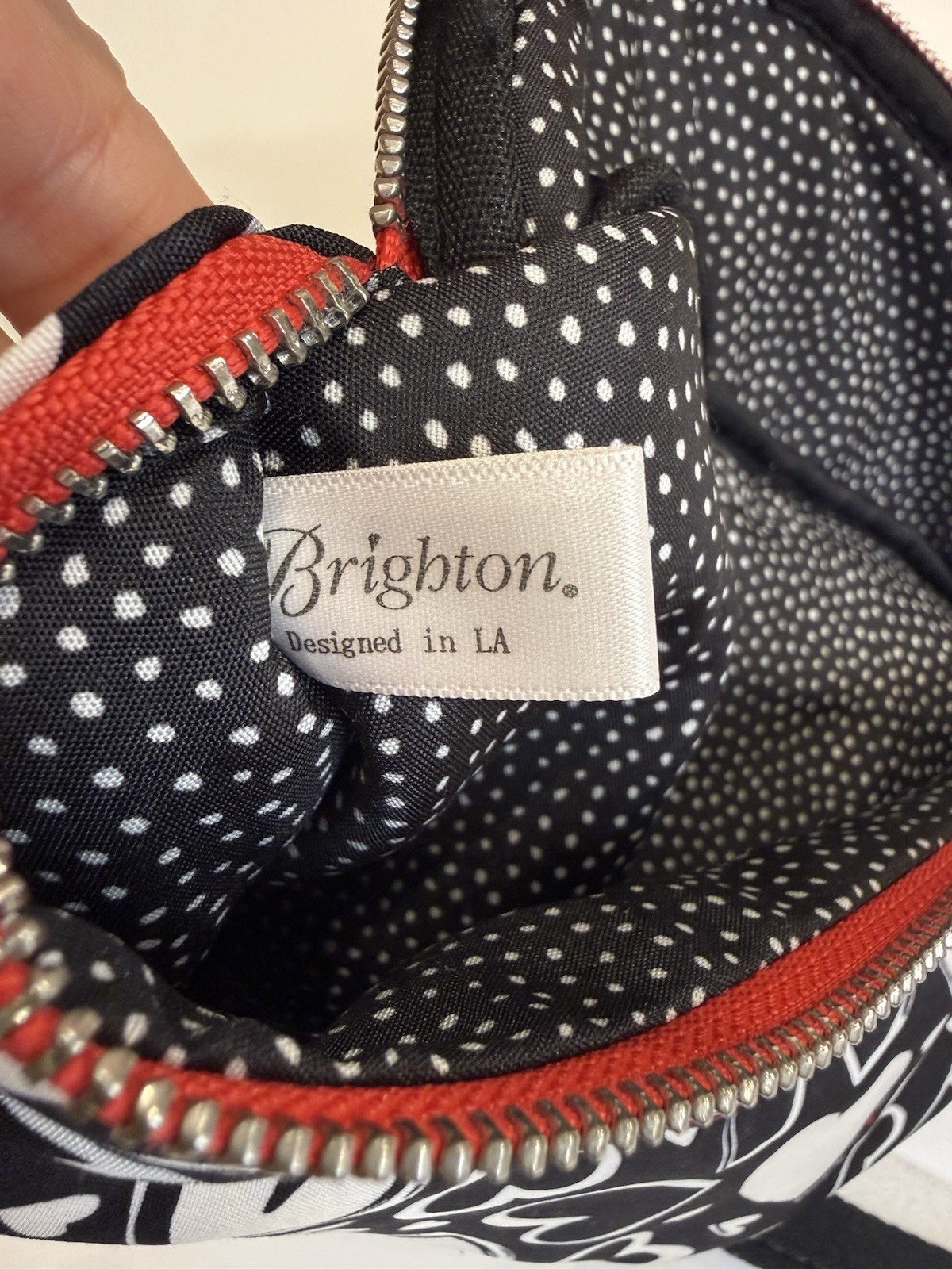 Brighton Endless Love Belt Bag Fanny Pack Black White Hearts Excellent
