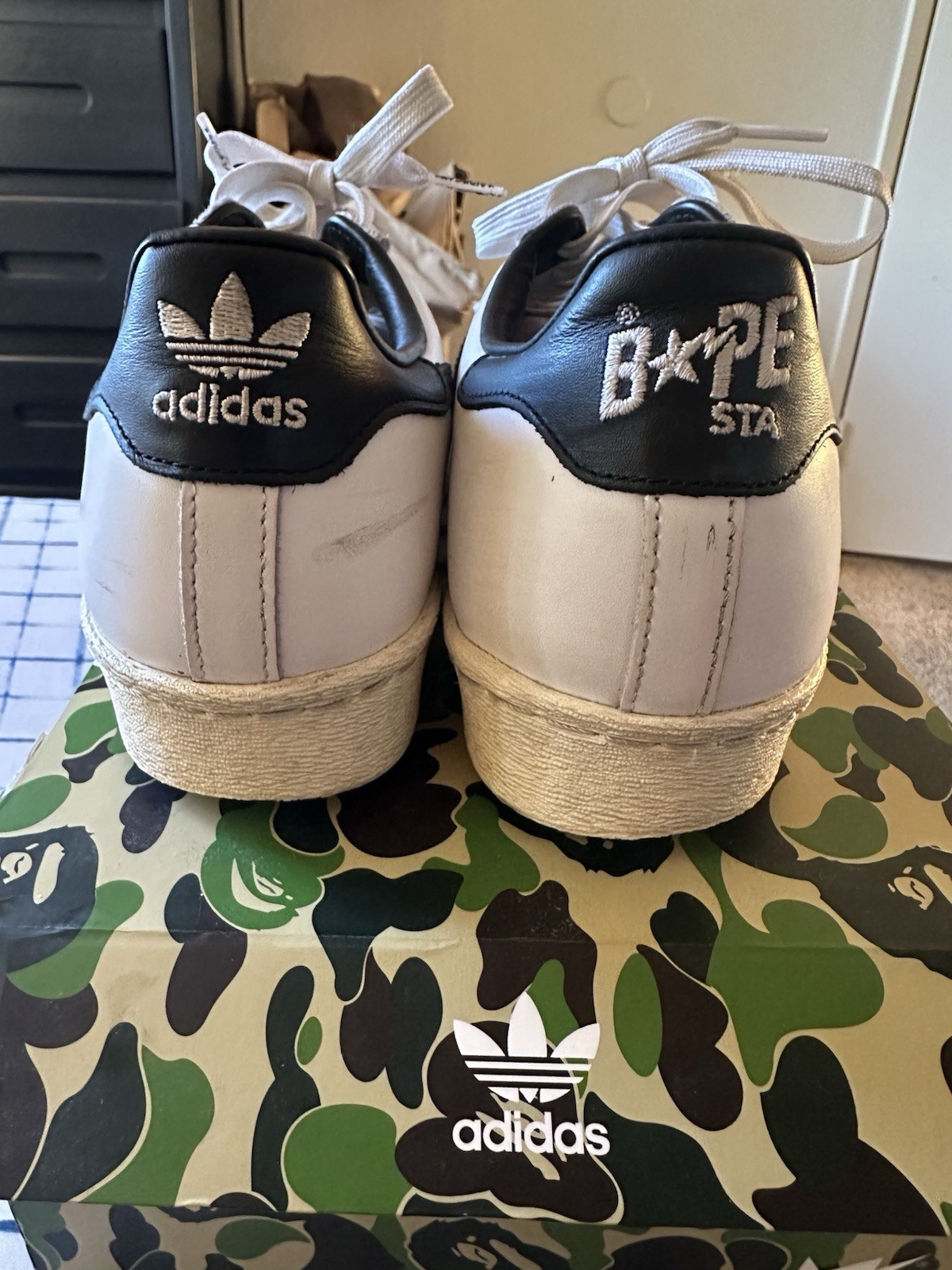 Adidas Superstar 80s men’s Bape White Black Size 9.5 Used