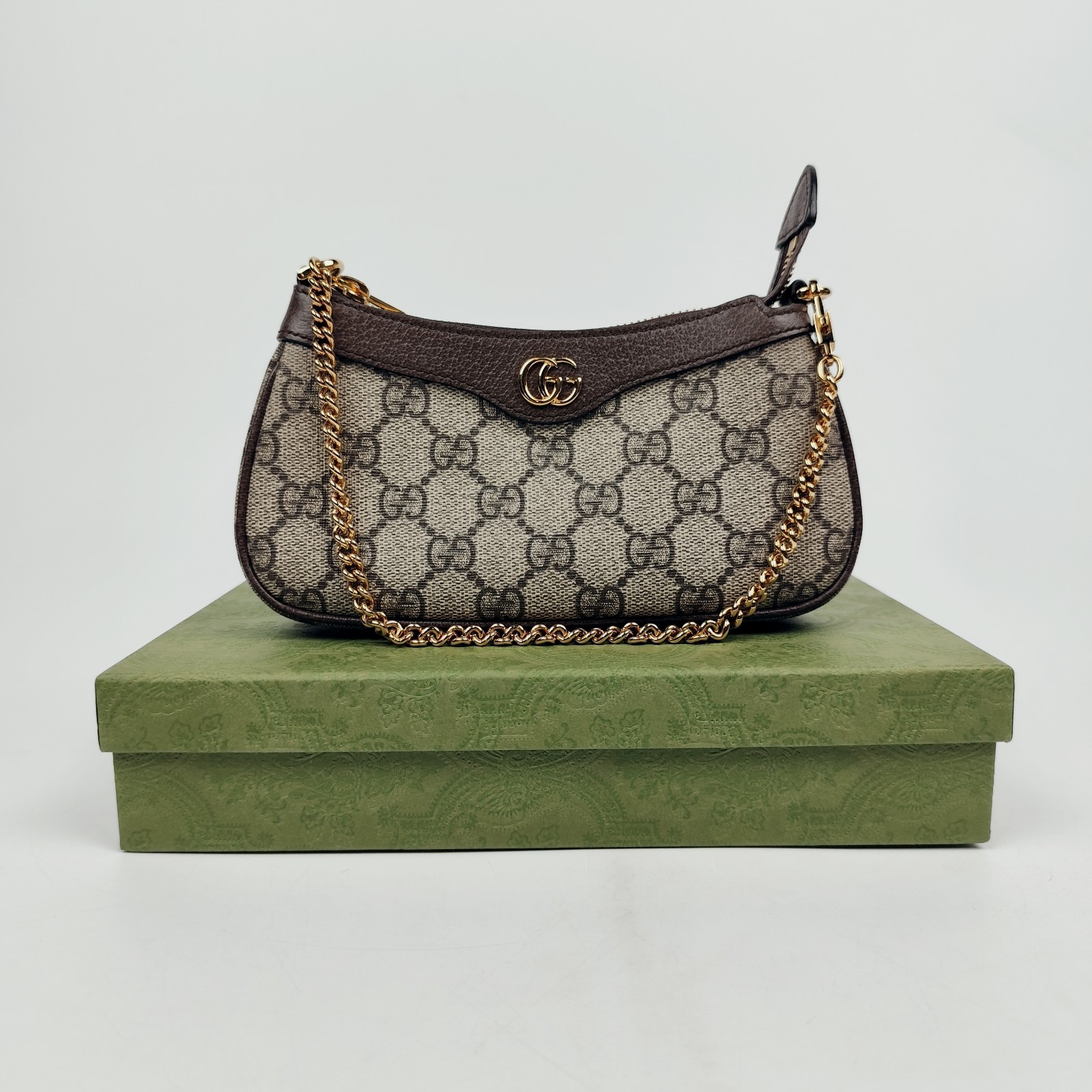 Gucci Ophidia Mini Women’s Leather Shoulder Bag Beige & Ebony GG Supreme Canvas