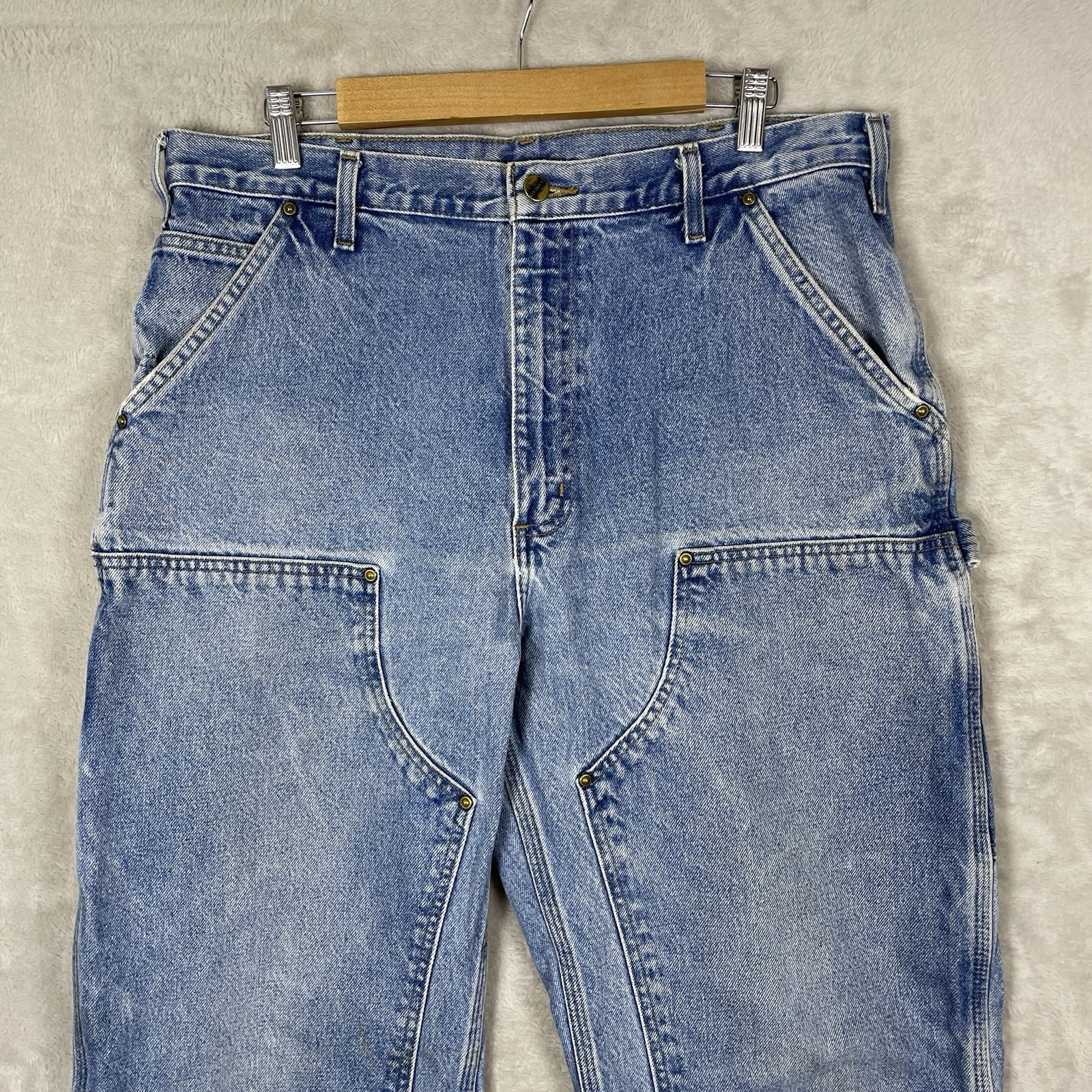 Vintage Carhartt Double Knee Jeans Mens 36×34 B73 DST Distressed Denim Pants