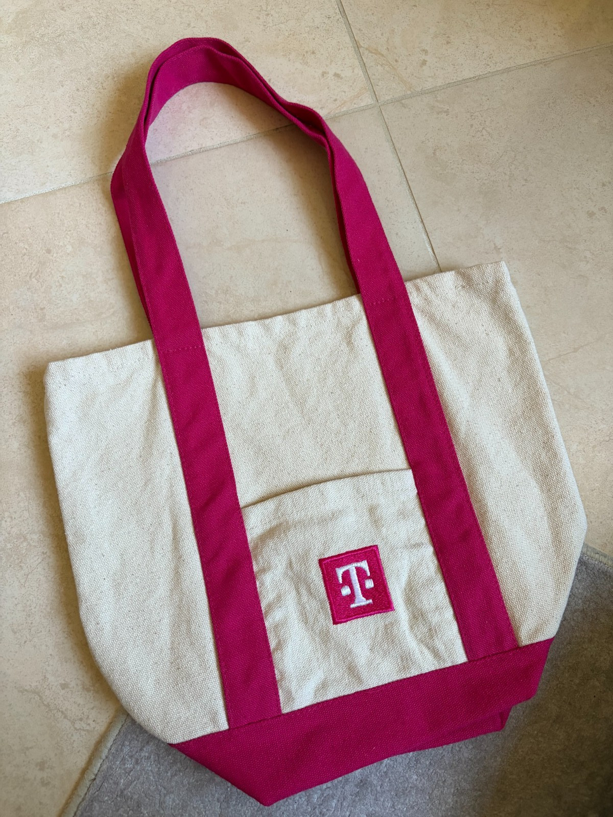 T-MOBILE Mini Canvas Tote Bag Off White Pink 12.75 x 10.75″ Brand New Free Ship