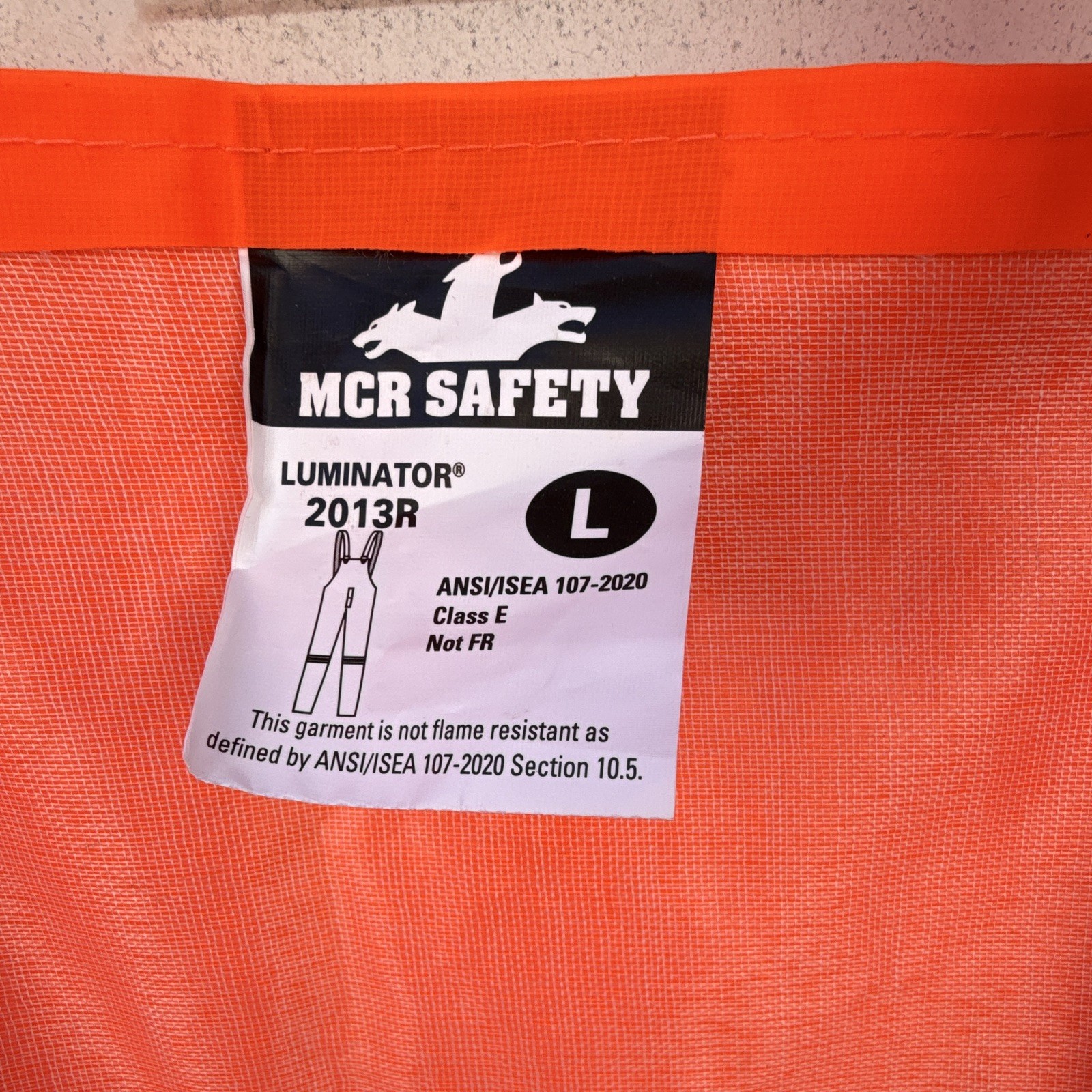 MCR Safety 2013R Hi-Vis Reflective Orange Bib Overalls L ANSI/ISEA ClassE size L
