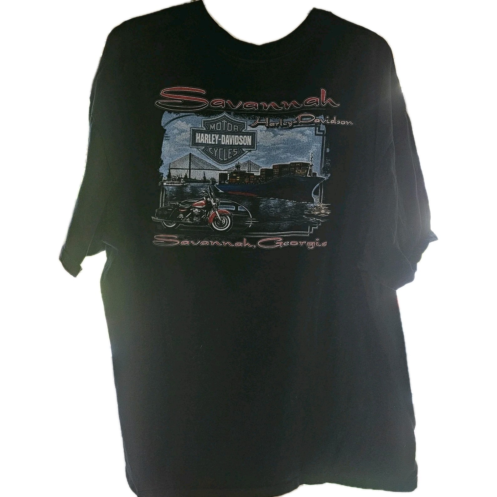 Savannah GA Harley-Davidson 2 Sided T-Shirt Men’s 2XL 50 inX 29.5in Ship Eagle