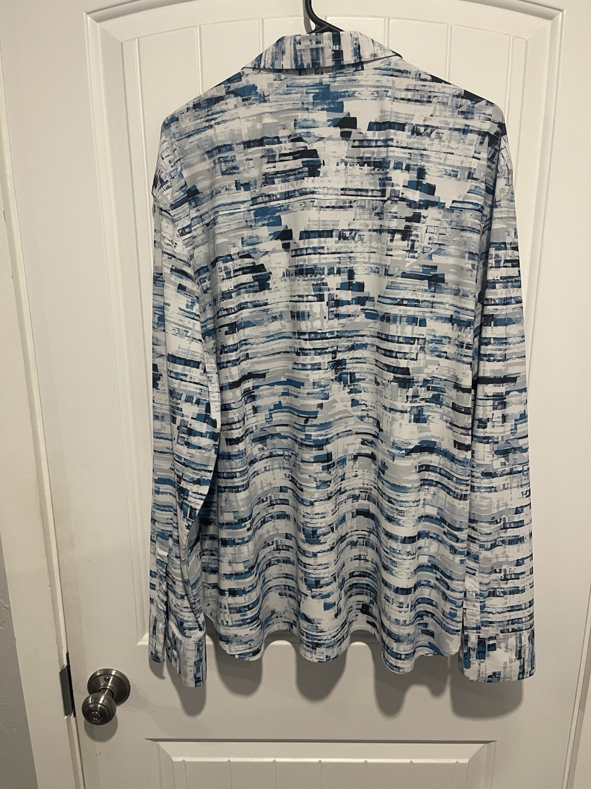 Robert Graham Mens 2XL UPF 30 Stretch Performance Button Shirt Blue Abstract