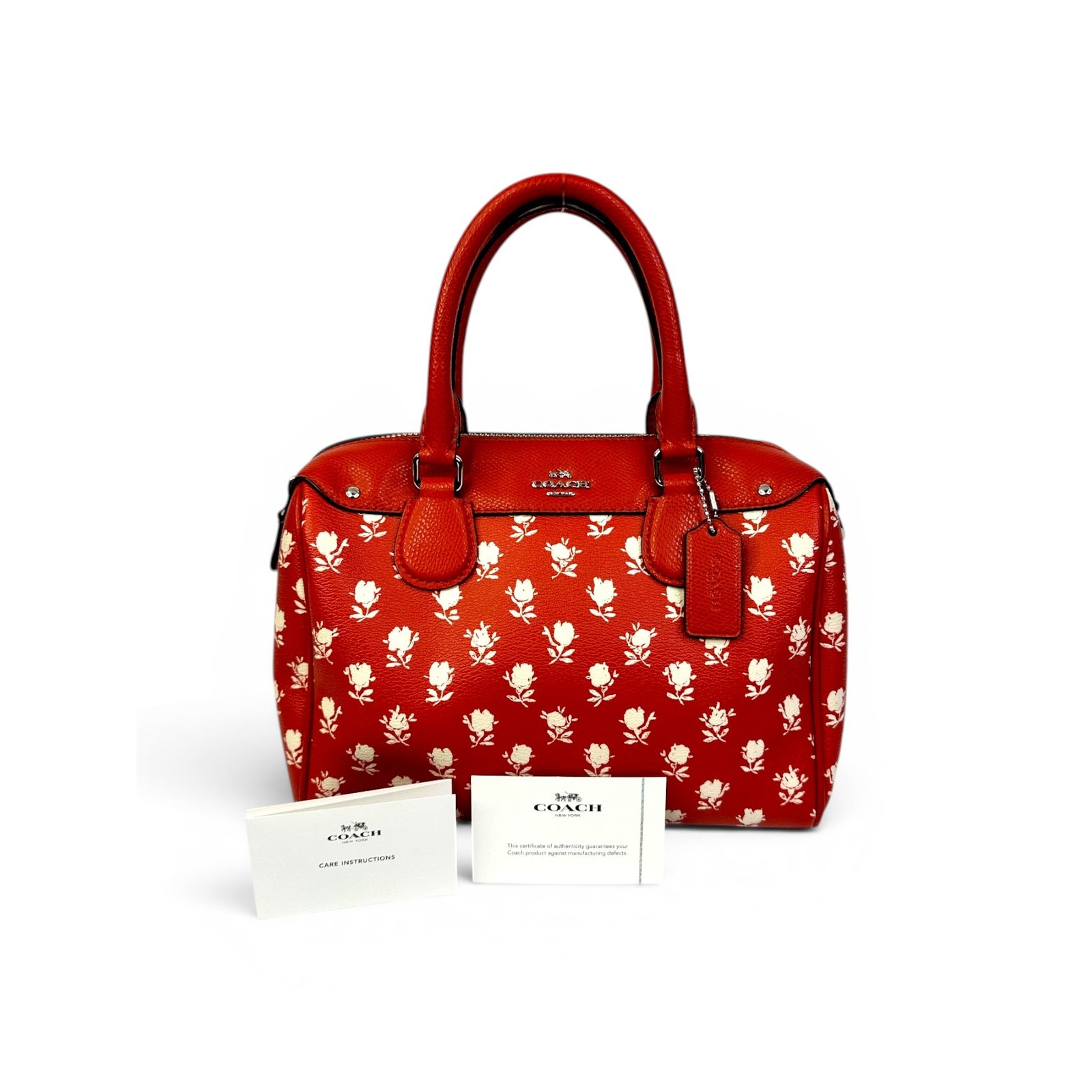Coach Mini Bennett Badlands Floral Print Carmine Red Satchel Crossbody Bag