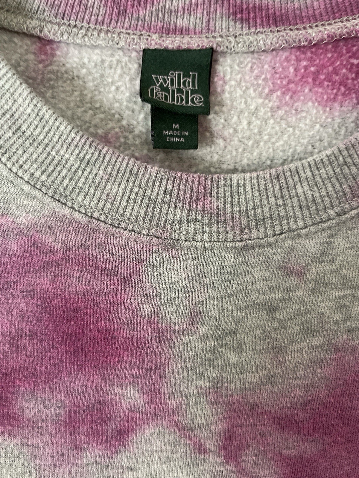 Wild Fable Women Crew Neck Gray/Fuchsia Tie Dye Long Sleeve Sweatshirt Relaxed M
